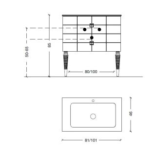 Тумба под раковину Armadi Art Vallessi Avangarde Piazza 80см чёрный/золото 841-080-BG